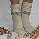 Calcetines de punto de lana con bordado. Socks. By Margo. Интернет-магазин Ярмарка Мастеров.  Фото №2