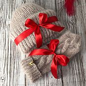 Аксессуары handmade. Livemaster - original item Knit set hat and mittens female 