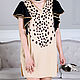 Order Leopard dress with wing sleeves, short beige Lynx dress. Lara (EnigmaStyle). Livemaster. . Dresses Фото №3