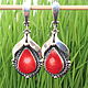 Classic Belladonna Earrings with corals made of 925 HC0017-3 silver, Earrings, Yerevan,  Фото №1