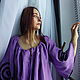 Purple Linen Dress «Lavender» Hand-made Native Midi Dress. Dresses. mongolia. Online shopping on My Livemaster.  Фото №2