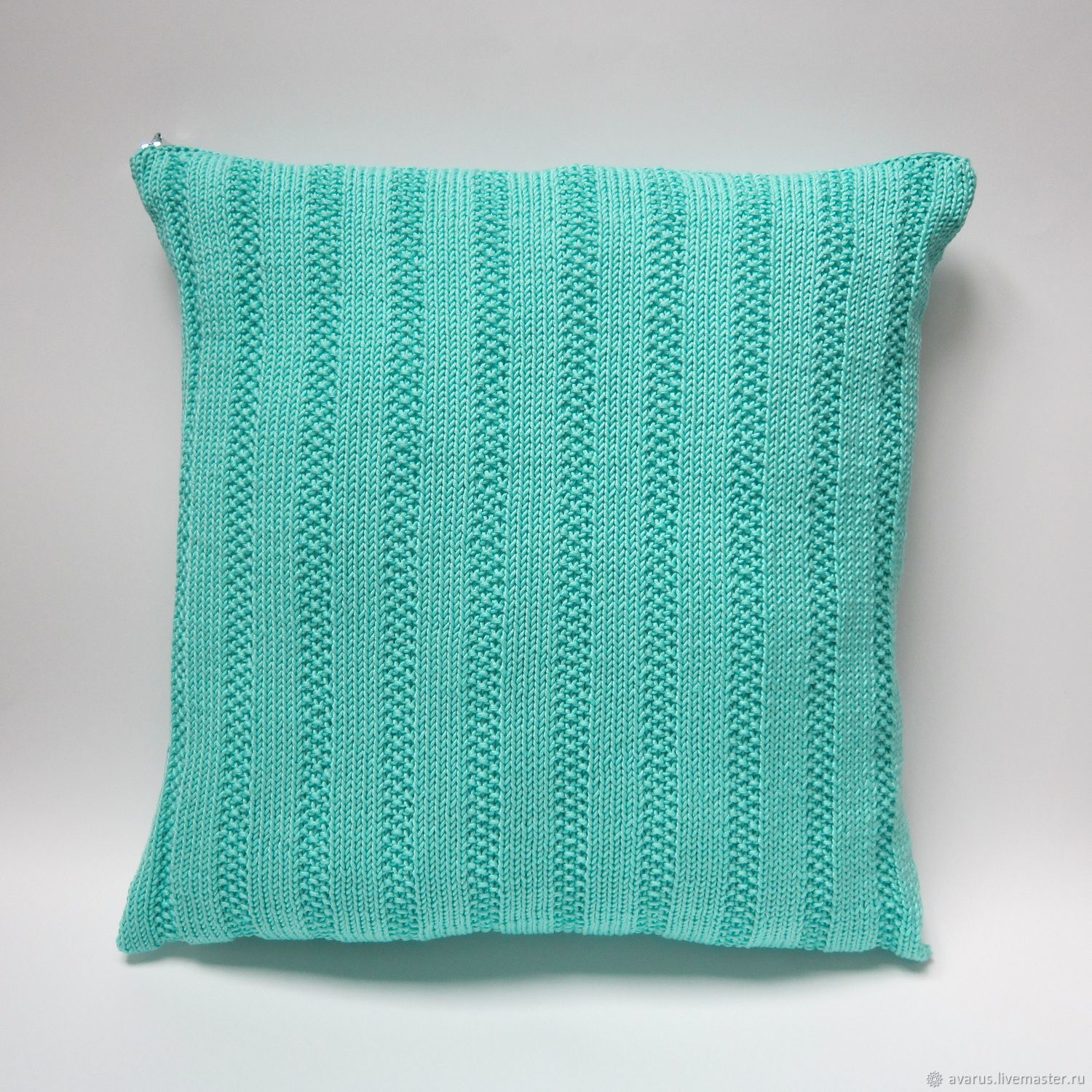 Turquoise Knit Pillow 16x16 Decorative Cover Toss Handmade Livemaster Turquoise Knit Pillow 16x16 Decorative Cover Toss
