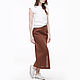 Brown linen skirt with a split. Skirts. LINEN & SILVER ( LEN i SEREBRO ). Ярмарка Мастеров.  Фото №5