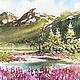 Watercolor painting 'Green Mountains.' summer landscape, Pictures, Moscow,  Фото №1