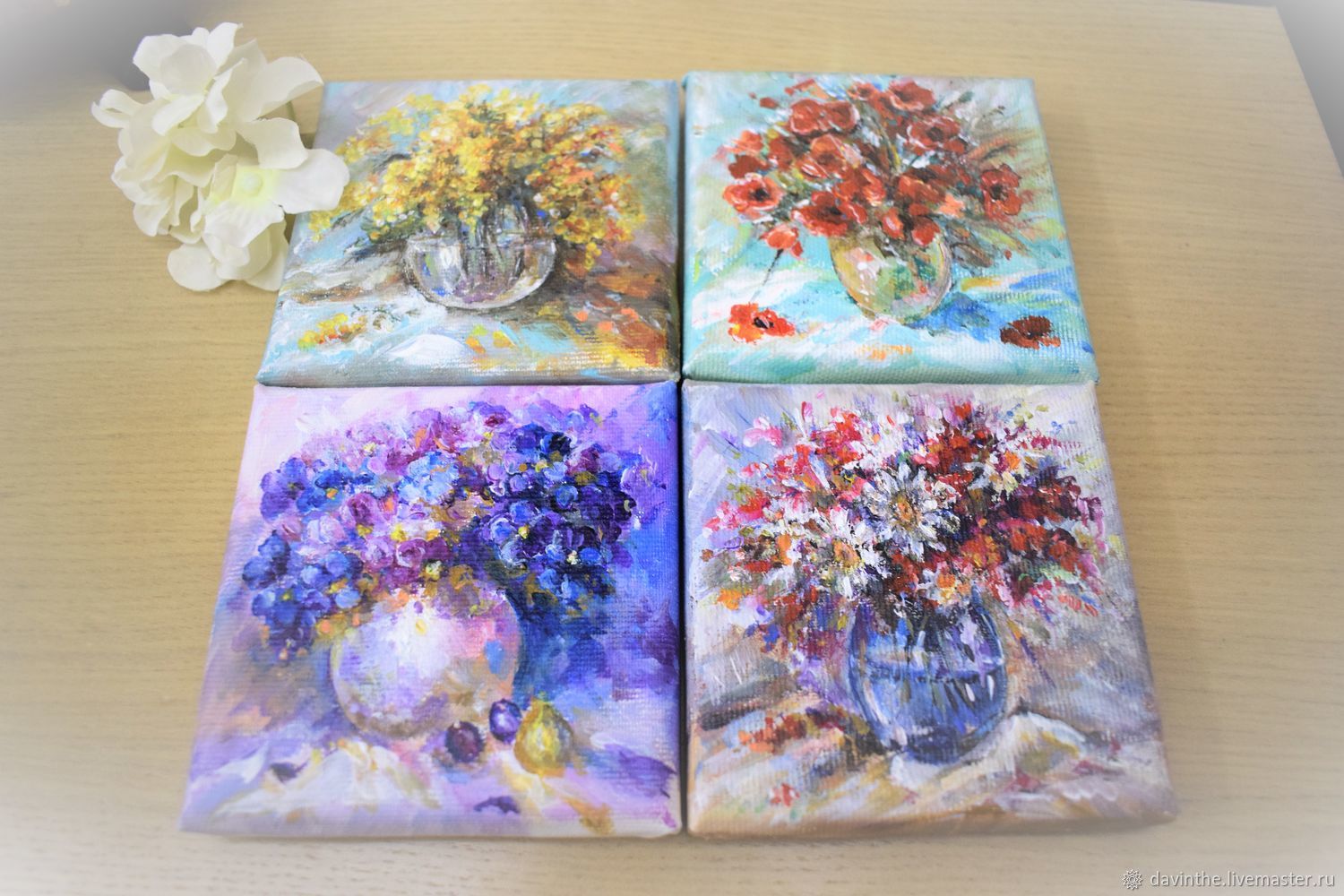 Mini Painting Flower Bouquet In The Framed Paintings Flower Paintings Handmade Livemaster Mini Painting Bouquet In