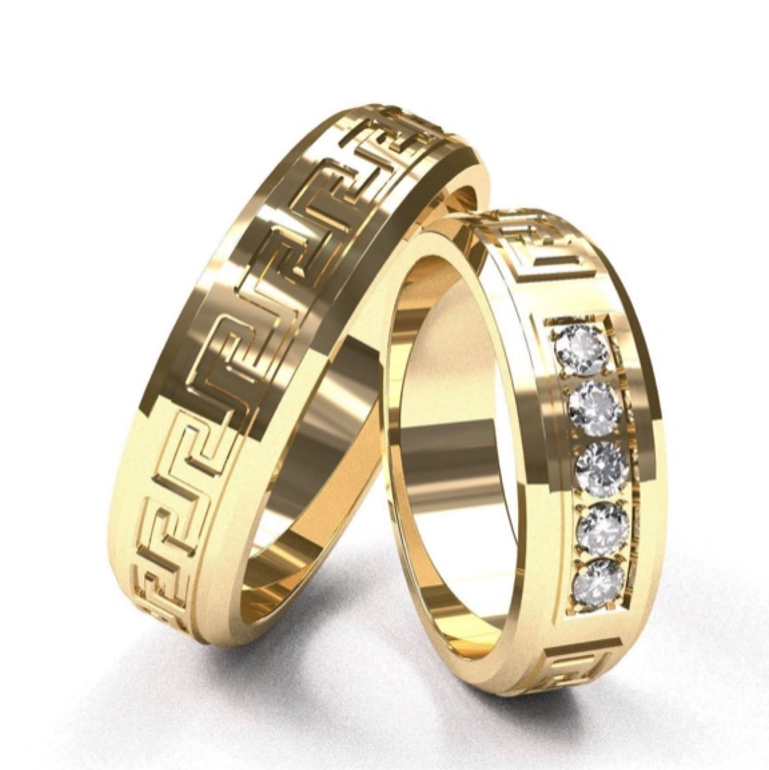 Обручальные кольца парные золотые необычные
