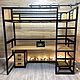 Кровать чердак в стиле лофт со столом и тумбой из массива дуба. Кровати. EasyLOFT. Ярмарка Мастеров.  Фото №4
