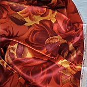 Материалы для творчества handmade. Livemaster - original item Scarlet Roses fabric, silk, France. Handmade.