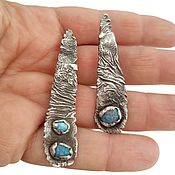 Украшения handmade. Livemaster - original item Silver earrings with blue opals. Handmade.