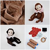 Материалы для творчества handmade. Livemaster - original item Sewing kit Teddy monkey + monkey pattern. Handmade.