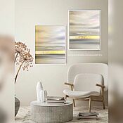 Картины и панно handmade. Livemaster - original item Abstract paintings with gold diptych in light colors 50h40 cm 2 pcs.. Handmade.