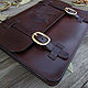 Leather portfolio, for documents, in vintage style. Brief case. Labour. My Livemaster. Фото №5