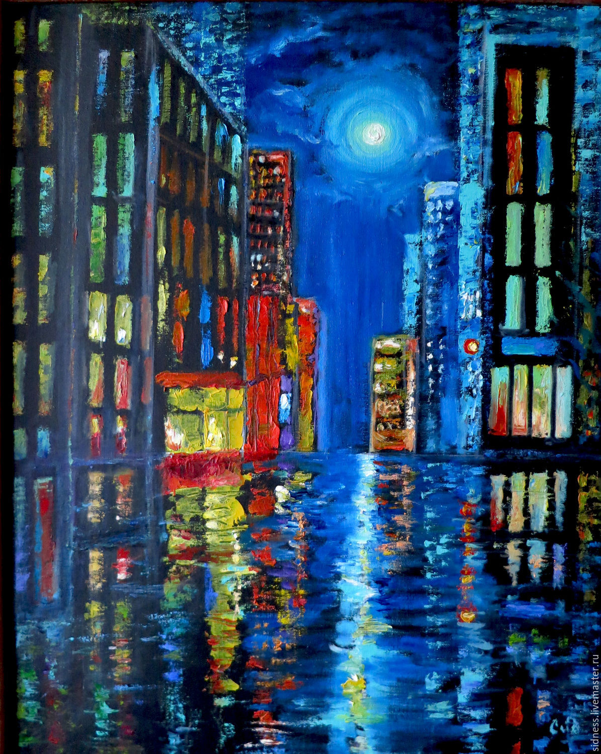 Ночной город живопись