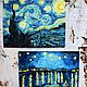 Mini oil painting 'Starry Night' Van Gogh free copy. Pictures. HappyFingers Movie store (happyfingers). My Livemaster. Фото №4