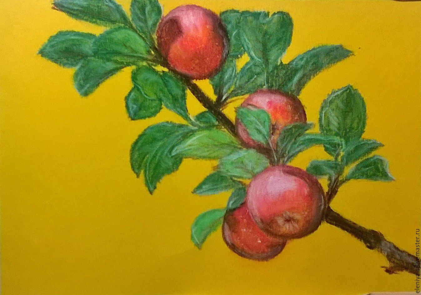 Рисование яблоня с яблоками