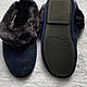 Men's suede Slippers are black.Sheepskin, Slippers, Moscow,  Фото №1