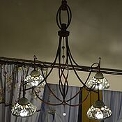Для дома и интерьера handmade. Livemaster - original item Copper chandelier with ceramic carved lampshades. Handmade.