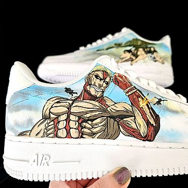 Обувь ручной работы. Ярмарка Мастеров - ручная работа Кастомизация кроссовок Nike Air Fors Атака Титанов кастом 4х сторон. Handmade.