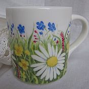 Посуда handmade. Livemaster - original item Circles with daisies (porcelain). Handmade.