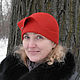 Красная валяная шляпка с маленьким отворотом, без полей, Шляпы, Москва,  Фото №1