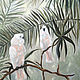 Parrots Oil Painting pink Cockatoo 50 x 60 cm palm trees, Pictures, Moscow,  Фото №1