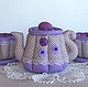 Textile tea set. Teapot, cups and saucer. lilac, Dinnerware Sets, Magnitogorsk,  Фото №1