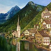 Картины и панно handmade. Livemaster - original item Oil painting European style landscape Alps Alpine calm. Handmade.
