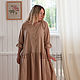 Платье из хлопка stone washed цвета загара MUHA-422a. Платья. MUHA (vintagechic). Интернет-магазин Ярмарка Мастеров.  Фото №2