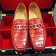 Men's loafers, made of genuine crocodile leather, in red, Loafers, Tosno,  Фото №1