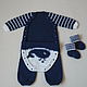 Knitted blue romper with whale. Overall for children. 4 children-baby. My Livemaster. Фото №4