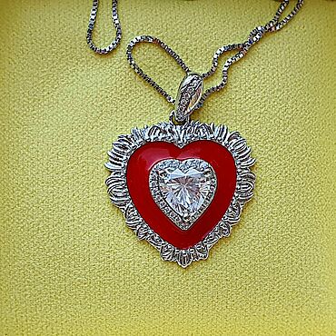 Украшения ручной работы. Ярмарка Мастеров - ручная работа Подвеска Сердце серебро с эмалью  и цирконами. Handmade.