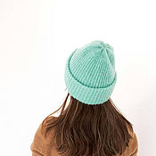 Аксессуары handmade. Livemaster - original item Mohair with silk hats . winter hat. Pink ,green, Tiffany colors. Handmade.