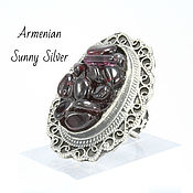 Украшения handmade. Livemaster - original item Tamarin ring with grenades made of 925 sterling silver TS0003. Handmade.