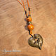 Pendant with beads handmade from wood 'Red Happiness'. Pendant. BijouSiberia. My Livemaster. Фото №4