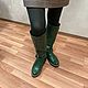 Boots 'Casual green crocodile' black sole, beige rant. High Boots. Roman (Hitarov). Ярмарка Мастеров.  Фото №4