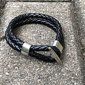 Украшения handmade. Livemaster - original item Bracelets: stylish leather bracelet metal clasp silver. Handmade.