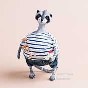Кот Малинкин 20 см мягкая вязаная интерьерная игрушка авторская кошка