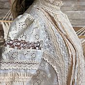 Dress made of cotton and lace in Bohemian style Provence, lavender and Tiffany