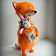 Order Fox cub with a cat felted Fox cat cats foxes. lilu. Livemaster. . Felted Toy Фото №3