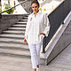 White Shirt in men's style size oversize linen with embroidery. Blouses. NATALINI. Online shopping on My Livemaster.  Фото №2