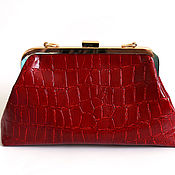 Сумки и аксессуары handmade. Livemaster - original item Bag with clasp: Red leather crocodile bag. Handmade.