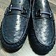 Men's moccasins, made of genuine ostrich leather, dark blue color. Moccasins. SHOES&BAGS. My Livemaster. Фото №6