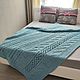 Knitted plush plaid of blue color of large knitting. Bedspreads. komarovanata. My Livemaster. Фото №6