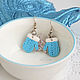 Light blue polymer clay winter mittens cute dangle earrings, Earrings, Tver,  Фото №1