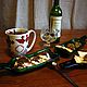 Чудо-тарелка с прямой ручкой. Бутылки. Алёна Курганова. Роспись фарфора.. Ярмарка Мастеров.  Фото №6
