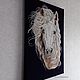  Portrait of a white horse felted on canvas. Pictures. Game in felting. Online shopping on My Livemaster.  Фото №2