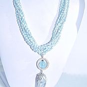 Украшения handmade. Livemaster - original item Pearl necklace with aquamarine 