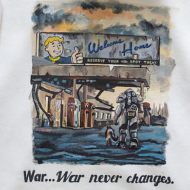 Толстовка с росписью - Fallout. . Мужская одежда ручной работы - Ярмарка Мастеров Мужская одежда ручной работы. Ярмарка Мастеров - ручная работа Толстовка с росписью - Fallout. Handmade.