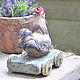 Rooster on wheels Country Provence Vintage kitchen decor. Figurines. Decor concrete Azov Garden. My Livemaster. Фото №6