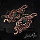 Earrings with a jade stone in a copper braid ' Legend'. Earrings. Del-moro. Online shopping on My Livemaster.  Фото №2